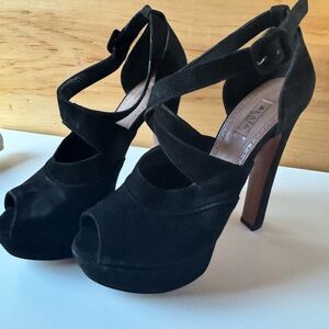 Alaia Black Suede Platform Heels